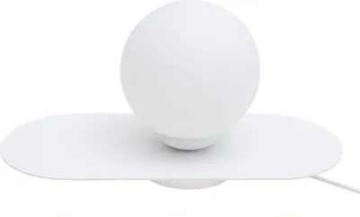 Produktbild von Tischlampe Metall Glas E27 22 cm hoch Weiß Kugelschirm Nachttischlampe
