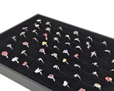 Produktbild von Vorlagebrett Schmuckkasten Schmucklade Schmuckdisplay Schaukasten schwarz für Ringe