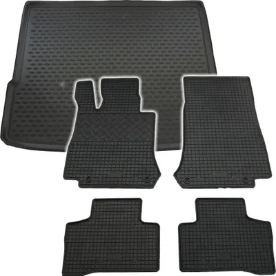 Produktbild von Gummi Kofferraumwanne + Fußmatten Set für Mercedes GLC X253, Bj. 6/2015-