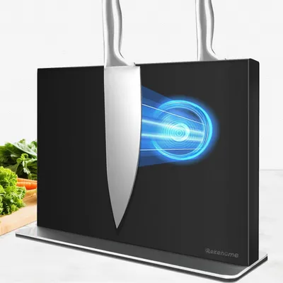Zdjęcie produktu dla Blok magnetyczny do noży, czarny, 30 cm, stal nierdzewna 304, dwustronny, z mocnym magnesem