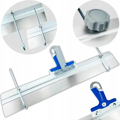 Close-up shots of a plastering tool with detailed views of its components.