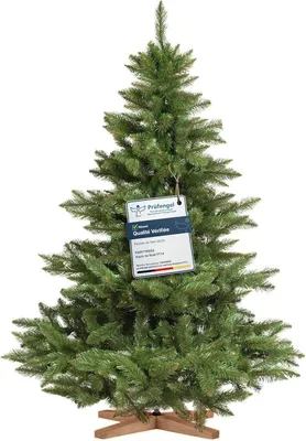 Image de FairyTrees Sapin de Noël Artificiel 150cm NORDMANN | Arbre de Noël avec Support en Bois | Sapin avec Tronc Vert | EU