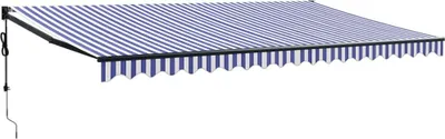Obrázek produktu pro vidaXL Elektrická markýza s klikou Modrá a bílá 5x3 m