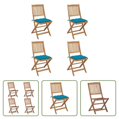 Produktbild von The Living Store Klappbare Gartenstühle 4 Stk. mit Kissen Massivholz Akazie