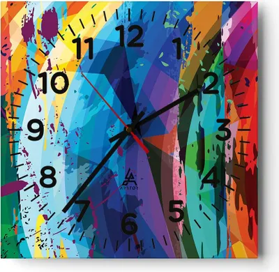 Produktbild von Wanduhr - Quadrat - Glasuhr - Abstraktion modern - 30x30cm - Schleichendes Uhrwerk - Lautlos - zum Aufhängen bereit - Dekoration Modern - Wanddekoration aus Glas - C4AC30x30-3660