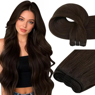 Image de Extensions de cheveux Haartressen, cheveux naturels, couleur brun foncé #2, longueur 55 cm, poids 100g, double tissage