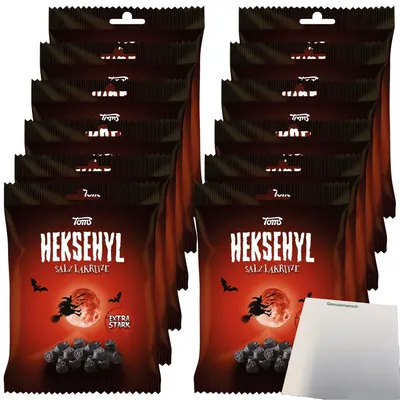 Produktbild von Toms Heksehyl Salzlakritz Pastillen VPE (12x140g Packung) + usy Block