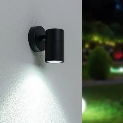 Produktbild von hoftronic LED Wandleuchte 4W GU10 6500K IP44 Schwarz Dimmbar