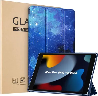 Produktbild von Schutzhülle + 2x 9H Display Glas für Apple iPad Pro 8. Gen (M5) 2025 13 Zoll Cover Case Schutz Tablet Farbe: Starry Sky