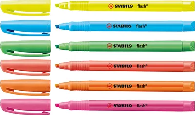 Zdjęcie produktu dla Zakreślacz - STABILO flash - opakowanie 6 sztuk - 6 różnych kolorów