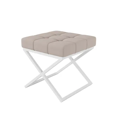 Produktbild von AX LIVING 1 Stk. Polster Hocker Pitinio 45 cm Creme weißes Gestell