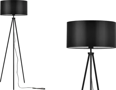 Obrázok produktu pre Stropná lampa Light-Home Modern - Stojaca lampa do obývačky, spálne, kancelárie - Trojnohá priemyselná lampa - čierna a čierna