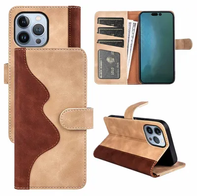 Obrázek produktu pro Pro Apple iPhone 14 Pro Max Design Pouzdro na mobilní telefon Brown Cases Faux Leather Sleeve Cover