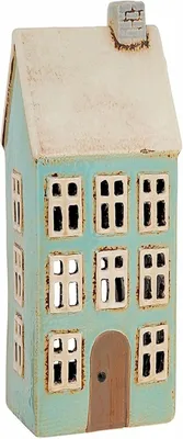 Productafbeelding van Village Pottery: Hoge, lichtblauwe theelichthouder