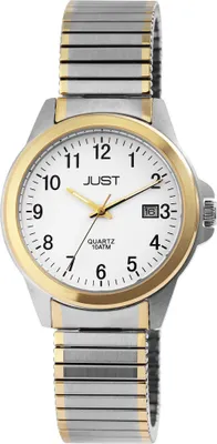 Produktbild von Just Edelstahl Herrenarmbanduhr mit Zugarmband, 3-Zeiger, Datumsanzeige