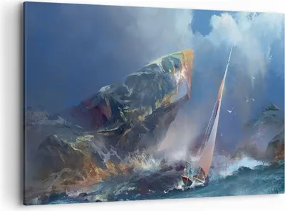 Produktbild von Bild auf Leinwand - Leinwandbild - Meer Segelboot - 120x80cm - Wand Bild - Wanddeko - Wandbilder - Leinwanddruck - Bilder - Kunstdruck - Wanddekoration - Leinwand bilder - Wandkunst - AA120x80-3923