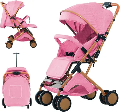 Produktbild von Kinderwagen – Reisebuggy – Für unterwegs – Einhand-Faltmechanismus – Bis 30 kg – Rosa