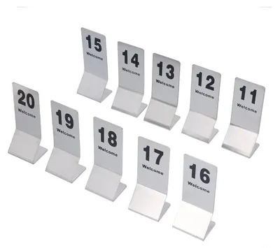 Productafbeelding van Tafelnummers 10 Stuks - RVS - Dubbelzijdig - Herbruikbaar - Tafelnummertickets - Zilver - Voor Restaurant/Evenementen - Tafelnummers