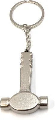 Zdjęcie produktu dla Onwomania Brelok do kluczy Młotek Narzędzie dwustronne Srebrny metalowy wisiorek Charm