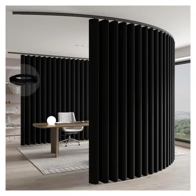 Produktbild von Raumtrenner Vorhang, Deckenmontage auf Schienen, flexibler Sichtschutz (Schwarz - H243 x B540 cm)