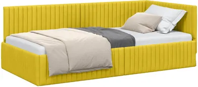 Obrázok produktu pre vidaXL Rohový rám postele s čelom žltý 100 cm x 200 cm zamat