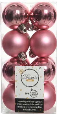 Produktbild von Weihnachtskugeln Kunststoff 4cm 16 Stück - Lippenstiftrosa