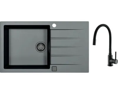 Obrázok produktu pre Granitový drez s batériou ALVEUS CADIT 40 Carbon 91 860x500 mm + batéria Mintas SETA23232