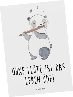 Produktbild von Mr. & Mrs. Panda Postkarte Flöte Leben - Weiß - Geschenk, Instrument lernen, Musikliebhaber, Ansichtskarte, Flötist, Windinstrument, Fotokarte, Grußkarte, Ansichtskarten