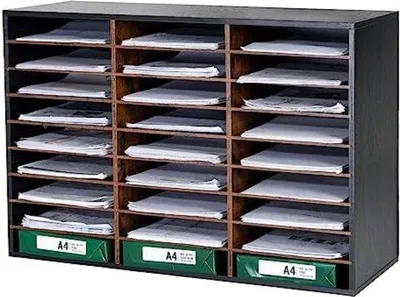 Produktbild von Famanu Büro Organizer mit Briefablage - Holz - Vintage Schwarz