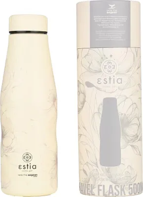 Produktbild von ESTIA | Thermosflasche - 500 ml - beige Trinkflashe mit Schraubdeckel - Auslaufsicher