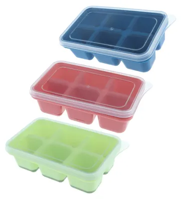 Produktbild von Eiswürfelschale, leicht zu lösende große Silikon-Eisformen mit abnehmbaren Deckeln, perfekt für gekühlte Getränke, Gefrierschrank, Whisky und Cocktails (3 Stück)