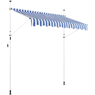 Produktbild von Yaheetech Balkonmarkise mit Handkurbel 250 cm L, Klemmmarkise Sonnenschutz ohne Bohren Sonnenmarkise höhenverstellbar, Blau-Weiß