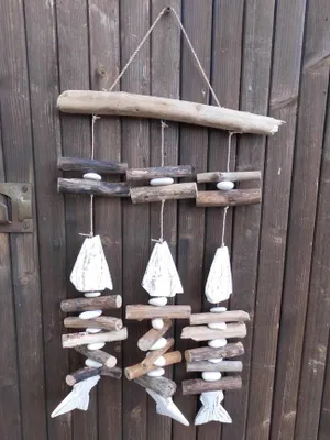 Produktbild von Dekohänger Fisch Holz Natur Treibholzhänger weiß-natur 60 x 30 cm