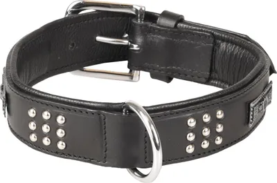Immagine prodotto di Collana Flamingo Sedona in pelle nera con borchie, dimensioni: 39-45 cm / 37 mm