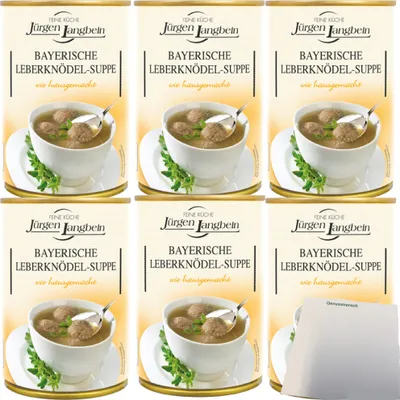 Produktbild von Jürgen Langbein Bayerische Leberknödel-Suppe 6er Pack (6x400ml Dose) + usy Block