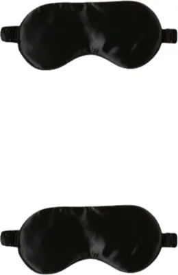 Image de INF Masque de sommeil / Masque pour les yeux en soie, lot de 2 Le noir