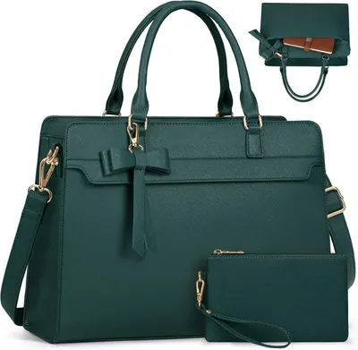 Produktbild von RAINSMORE Laptoptasche Damen 15.6 Zoll Wasserdicht Kunstleder Umhängetasche Grün