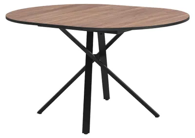 Produktbild von ML-Design Esstisch ausziehbar rund 100-140 cm Braun-Holzoptik Esszimmertisch für 4-6 Personen, Küchentisch mit X-förmiges Stahlgestell, Moderner Tisch
