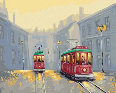 Produktbild von Zuty - Malen nach Zahlen - ALTE STRASSENBAHNEN, 40x50 cm, mit Keilrahmen (bereits gespannt)
