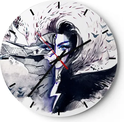 Produktbild von Wanduhr - Rund - Glasuhr - Erwachsene emotional Fantasie - 40x40cm - Schleichendes Uhrwerk - Lautlos - zum Aufhängen bereit - Dekoration Modern - Wanddekoration aus Glas - C3AR40x40-3062
