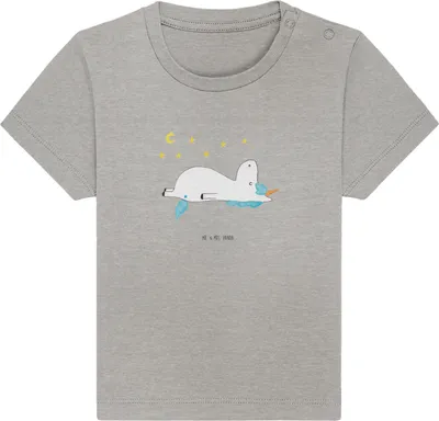 Produktbild von Mr. & Mrs. Panda Babyshirt Einhorn Sternenhimmel 12. - 18. Monat - Heather Grey - Geschenk, Einhörner, Baumwolle Baby Shirt, Organic T-Shirt, , Baumwollshirt, Verrückt