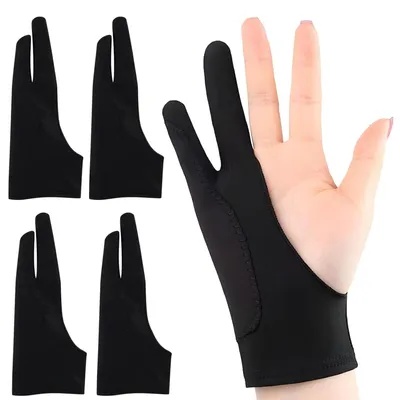 Produktbild von Zeichenhandschuhe für Tablet, 2 Paar, 3-Lagige Anti-Touch Technologie, Unisex, für digitale Kunst