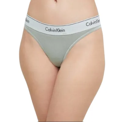 Produktbild von Calvin Klein Damen-Tanga 000QF7208E S Grün Baumwolle Logo-Bund