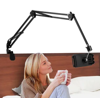 Image de TRANKIELO® - Support pour tablette pour lit - Rotation à 360° - Support de tablette réglable - Compatible avec les appareils de 4,7 à 7 pouces