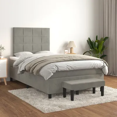 Produktbild von The Living Store Boxspringbett mit Matratze Hellgrau 120x200 cm Samt