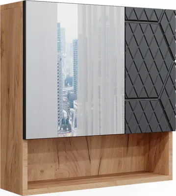 Obrázek produktu pro Koupelnová skříňka se zrcadlem Vicco Irma Antracit se strukturou včelí plástve 54 x 55 cm, Model 42843