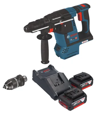 Produktbild von Bosch GBH 18V-26 F Professional Akku Bohrhammer 18 V 2,6 J SDS Plus + 2x Akku 5,0 Ah + Ladegerät