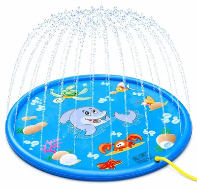 Immagine prodotto di Tappetino gonfiabile per bambini e cani, 170 cm, antiscivolo, con spruzzatore, ideale per l'uso in giardino