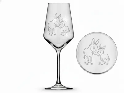 Produktbild von Exoda Weinglas Esel mit Baby spülmaschinenfest 350ml