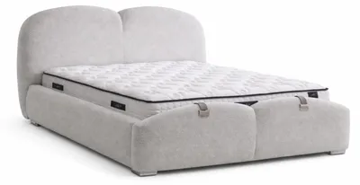 Produktbild von Bett mit Matratze Moderner Stil Beige Stoffbezug Bett mit Stauraum